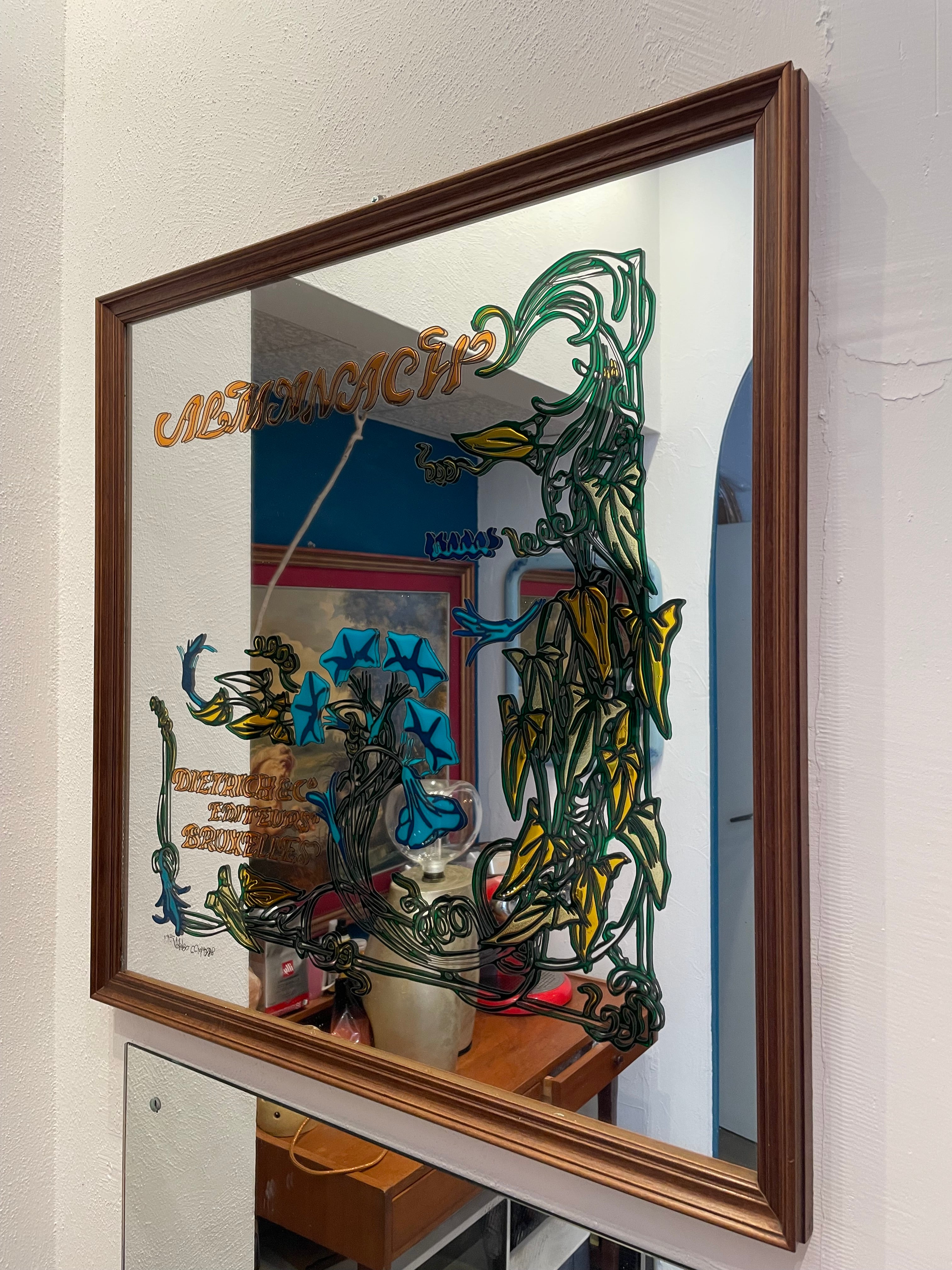 Quadro Specchio Vintage Dipinto A Mano 73x73cm