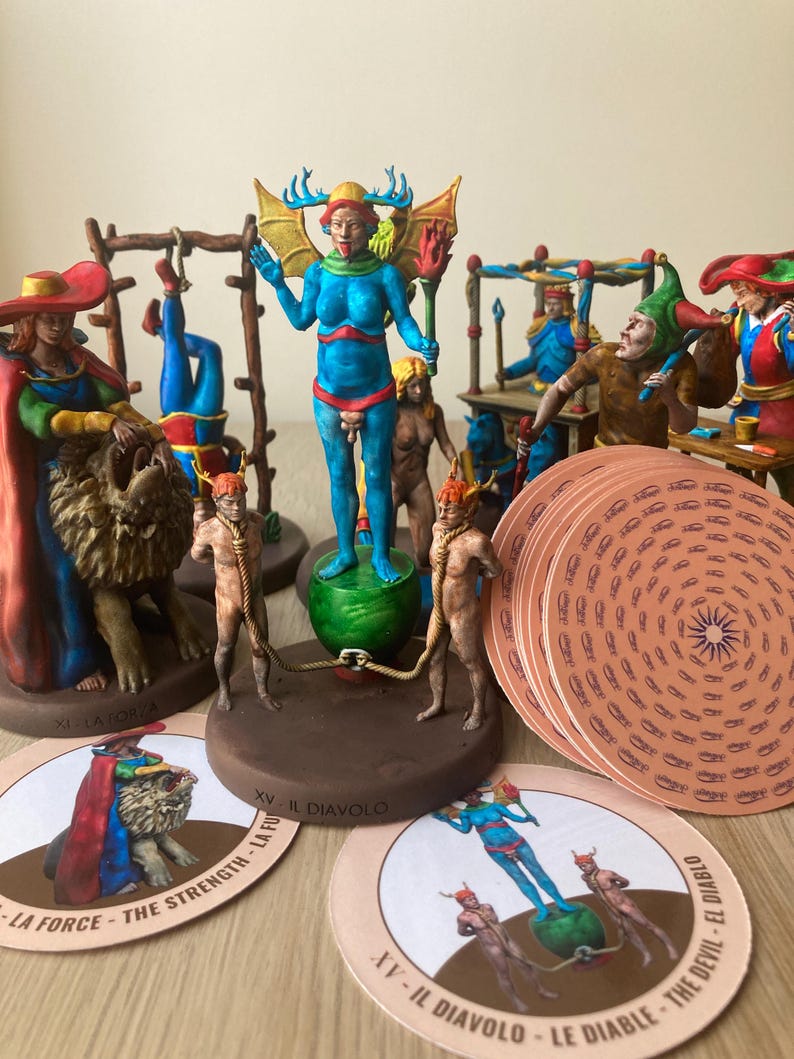 Statuina Diavolo arcano maggiore XV tarocchi dipinta a mano - Major Arcana XV Tarot Devil Figurine Hand Painted