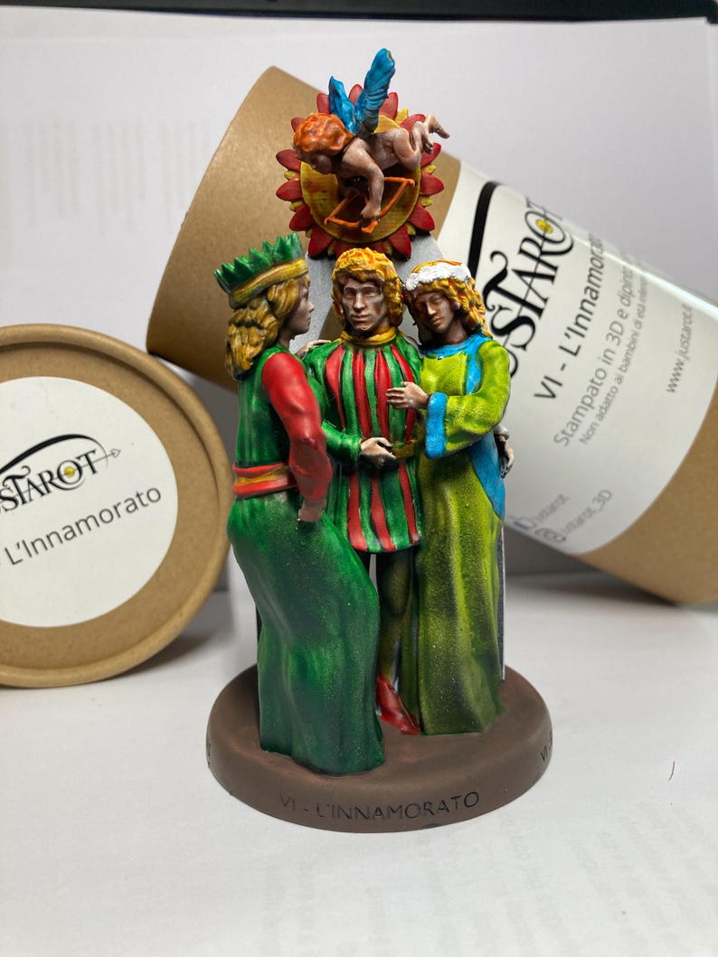 Statuina Innamorato Amanti arcano maggiore VI tarocchi dipinta a mano - Major Arcana VI Tarot Lovers Figurine Hand Painted