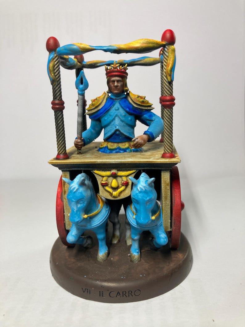 Statuina Carro arcano maggiore VII tarocchi dipinta a mano - Major Arcana VII Tarot Chariot Figurine Hand Painted