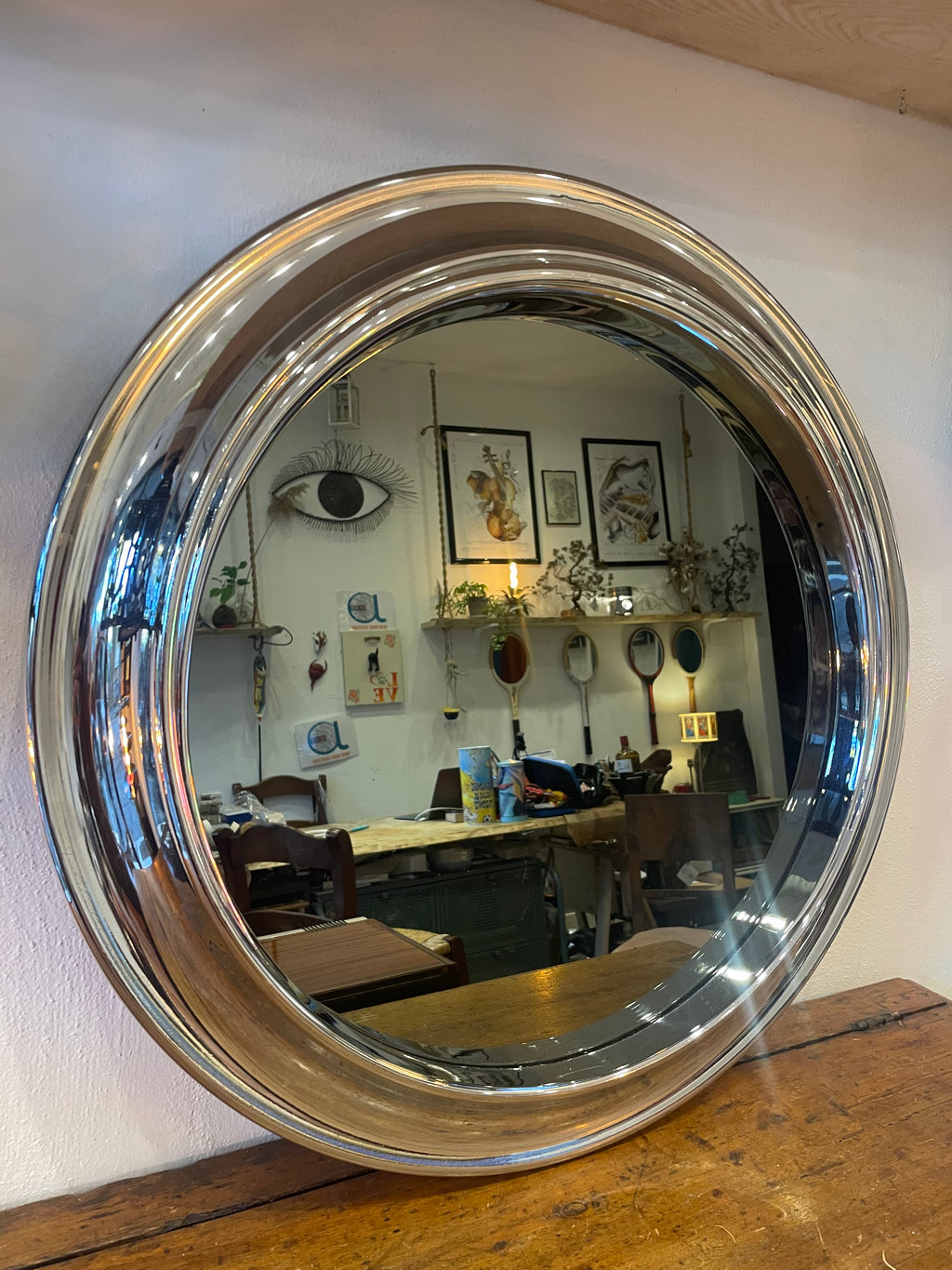 Specchio rotondo anni ‘70 cromato