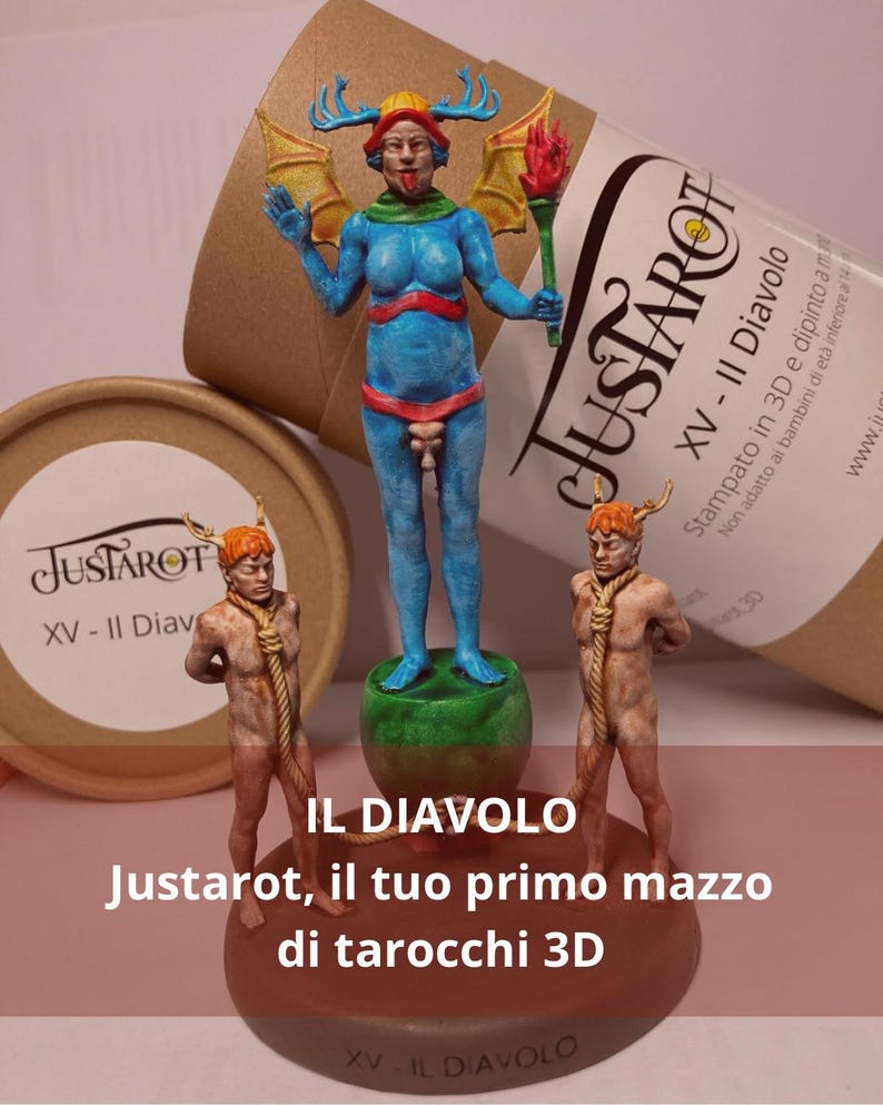 Statuina Diavolo arcano maggiore XV tarocchi dipinta a mano - Major Arcana XV Tarot Devil Figurine Hand Painted