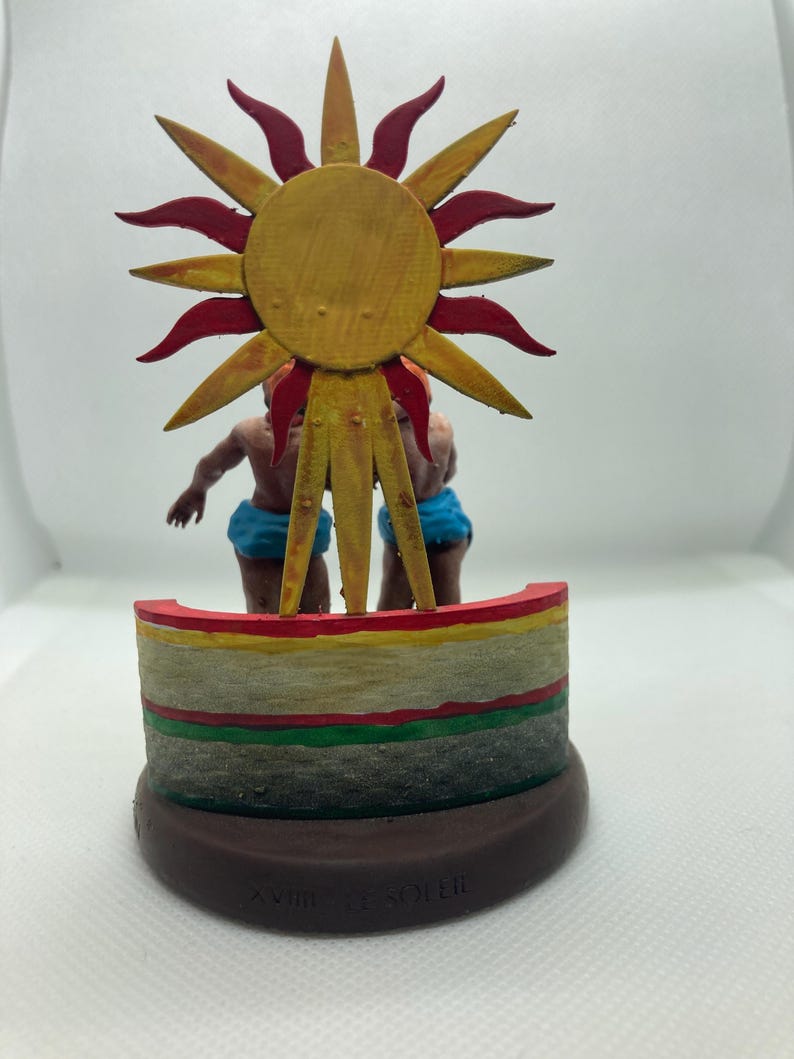 Statuina Sole arcano maggiore XVIIII tarocchi dipinta a mano - Major Arcana XVIIII Tarot Sun Figurine Hand Painted