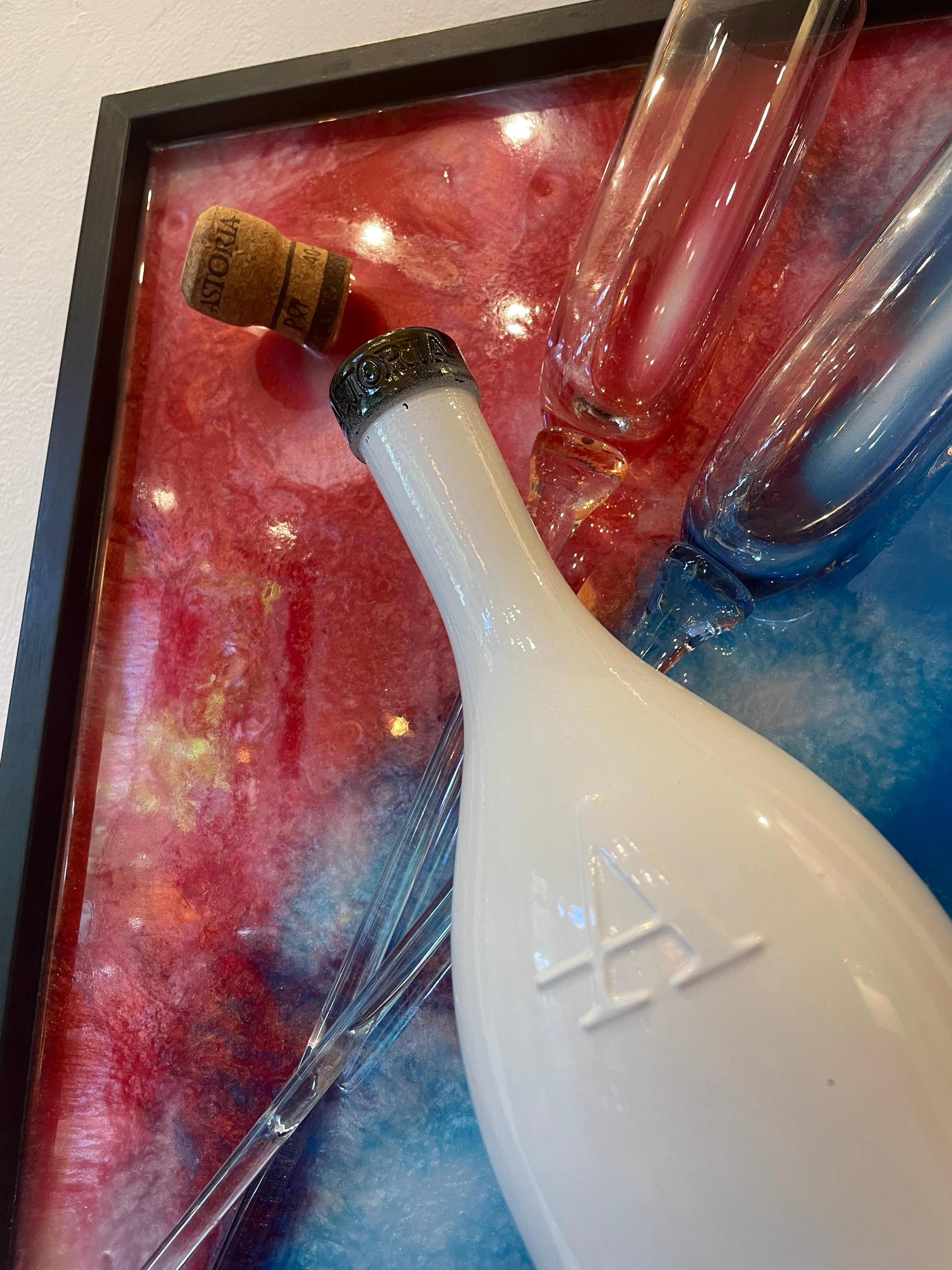 Quadro Moderno Bottiglia Astoria Con Flûte Anni ‘60