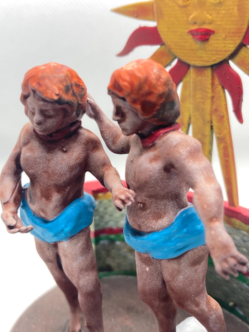 Statuina Sole arcano maggiore XVIIII tarocchi dipinta a mano - Major Arcana XVIIII Tarot Sun Figurine Hand Painted