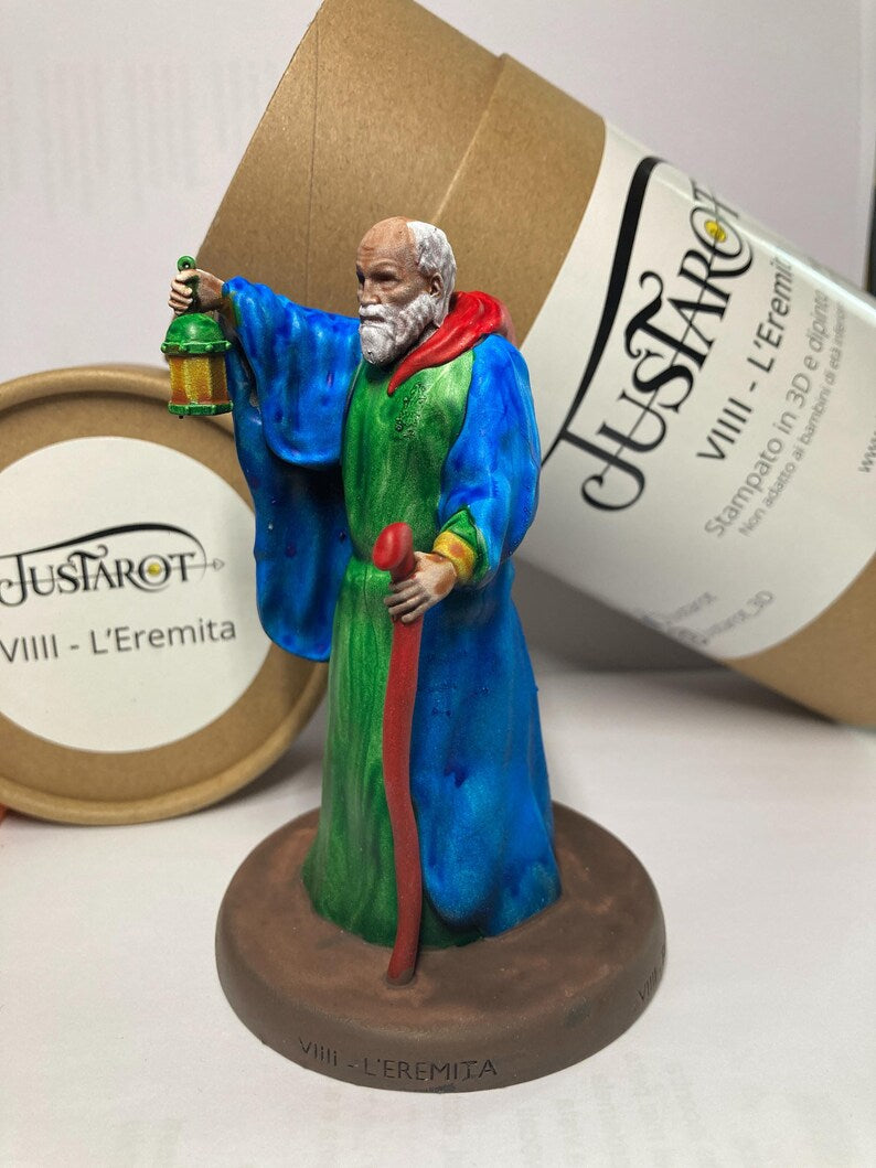 Statuina Eremita arcano maggiore VIIII tarocchi dipinta a mano - Major Arcana VIIII Tarot Hermite Figurine Hand Painted