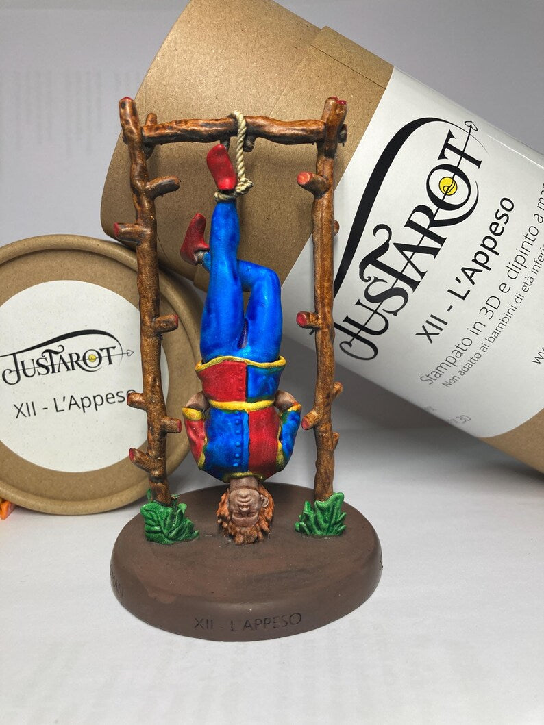 Statuina Appeso arcano maggiore XII tarocchi dipinta a mano - Major Arcana XII Tarot Hanged Man Figurine Hand Painted