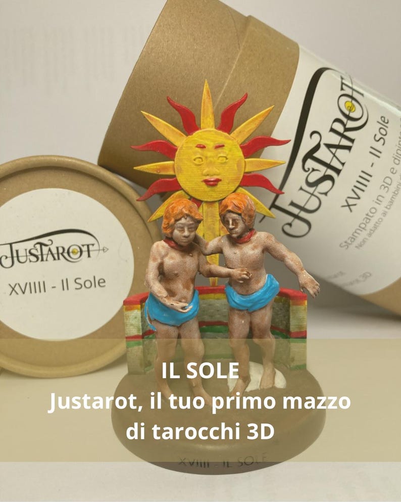 Statuina Sole arcano maggiore XVIIII tarocchi dipinta a mano - Major Arcana XVIIII Tarot Sun Figurine Hand Painted