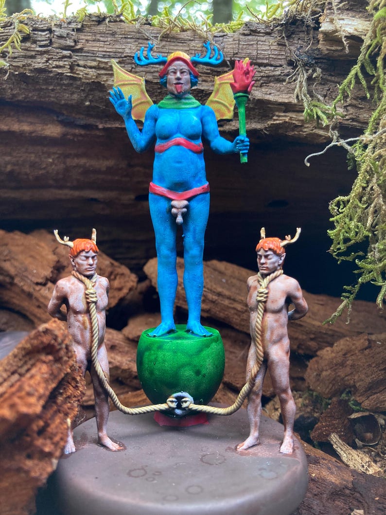 Statuina Diavolo arcano maggiore XV tarocchi dipinta a mano - Major Arcana XV Tarot Devil Figurine Hand Painted