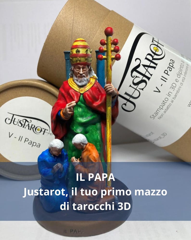 Statuina Papa arcano maggiore V tarocchi dipinta a mano - Major Arcana V Tarot Pope Figurine Hand Painted