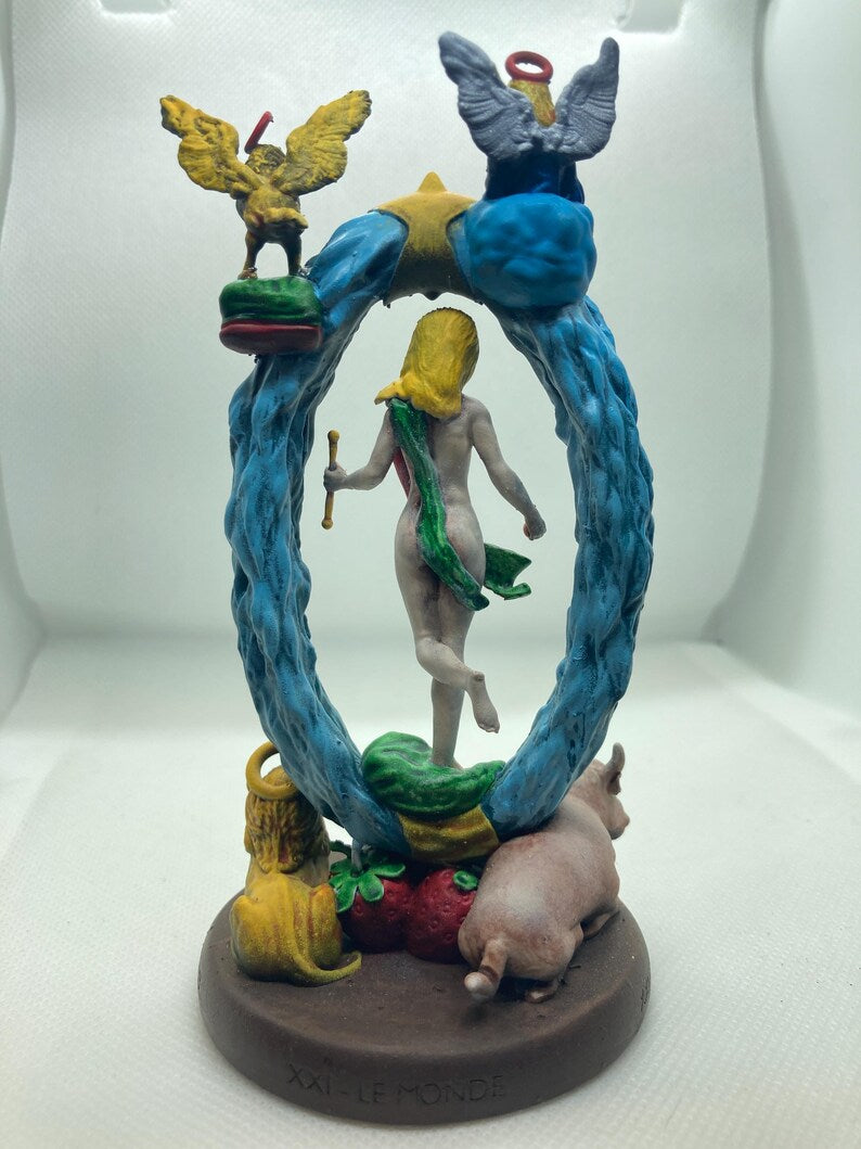 Statuina Mondo arcano maggiore XXI tarocchi dipinta a mano - Major Arcana XXI Tarot World Figurine Hand Painted