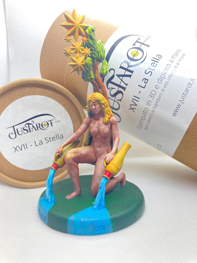 Statuina Stella Stelle arcano maggiore XVII tarocchi dipinta a mano - Major Arcana XVII Tarot Star Figurine Hand Painted