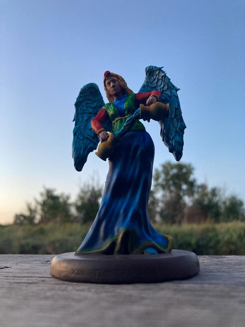 Statuina Temperanza arcano maggiore XIIII tarocchi dipinta a mano - Major Arcana XIIII Tarot Temperance Figurine Hand Painted