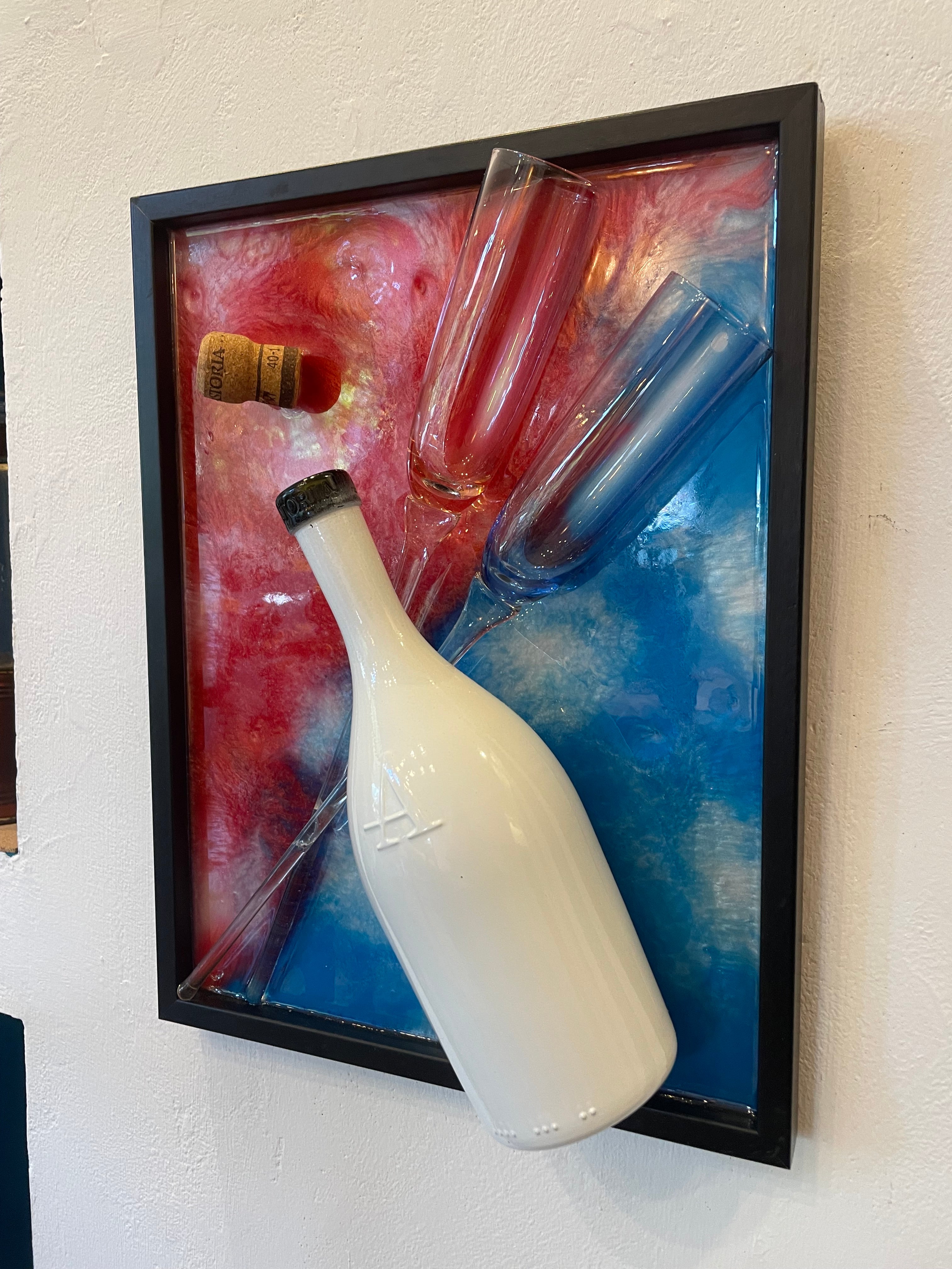 Quadro Moderno Bottiglia Astoria Con Flûte Anni ‘60