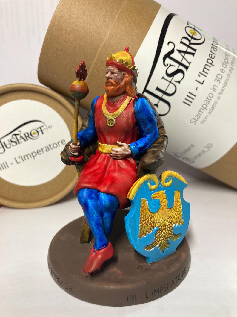 Statuina Imperatore arcano maggiore IIII tarocchi dipinta a mano - Major Arcana IIII Tarot Emperor Figurine Hand Painted
