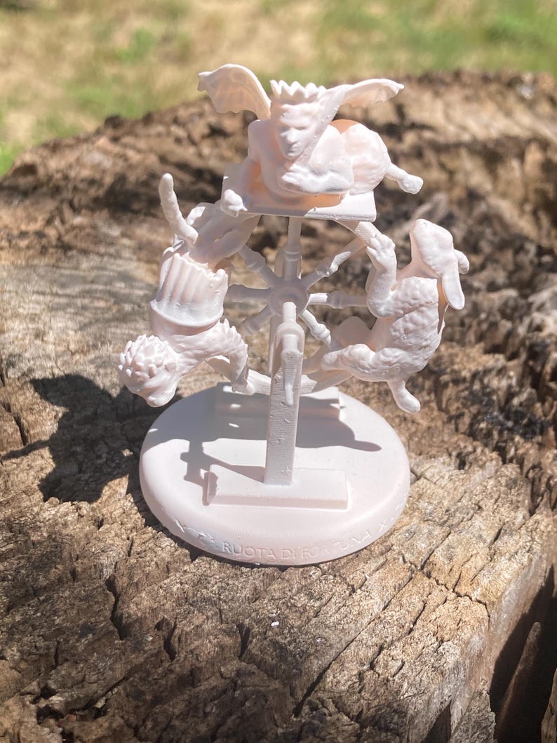 Miniatura Ruota di Fortuna arcano maggiore tarocchi da dipingere (mini 3D) - Major Arcana The Wheel of Fortune Figurine to Paint (mini 3D)