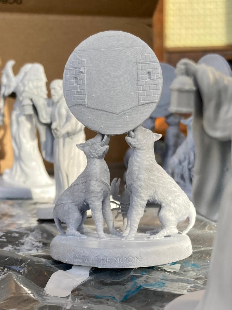 Miniatura Luna arcano maggiore tarocchi da dipingere (mini 3D) - Major Arcana Moon Figurine to Paint - 3D