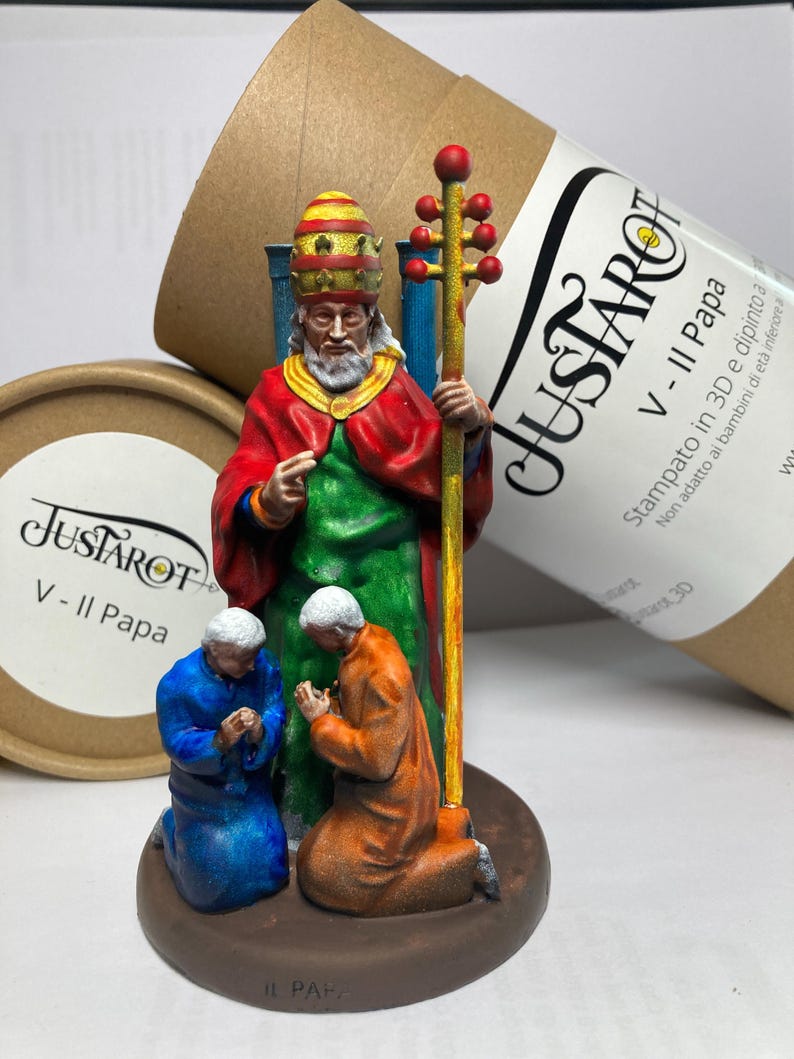 Statuina Papa arcano maggiore V tarocchi dipinta a mano - Major Arcana V Tarot Pope Figurine Hand Painted