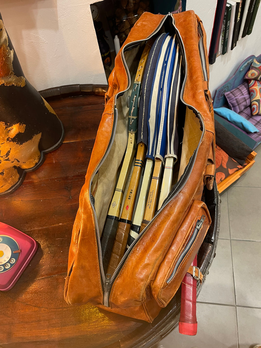 Borsone da tennis Vintage anni ‘70 in pelle