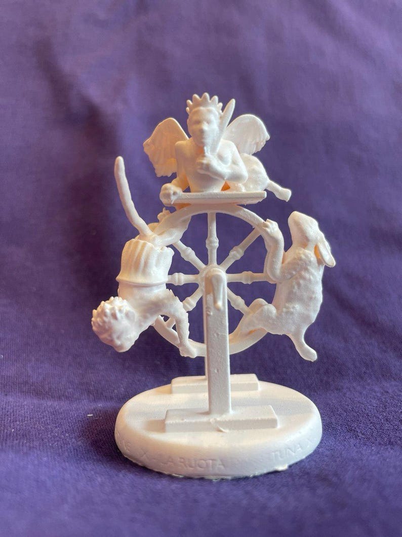 Miniatura Ruota di Fortuna arcano maggiore tarocchi da dipingere (mini 3D) - Major Arcana The Wheel of Fortune Figurine to Paint (mini 3D)