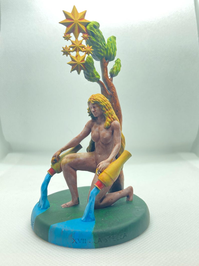Statuina Stella Stelle arcano maggiore XVII tarocchi dipinta a mano - Major Arcana XVII Tarot Star Figurine Hand Painted