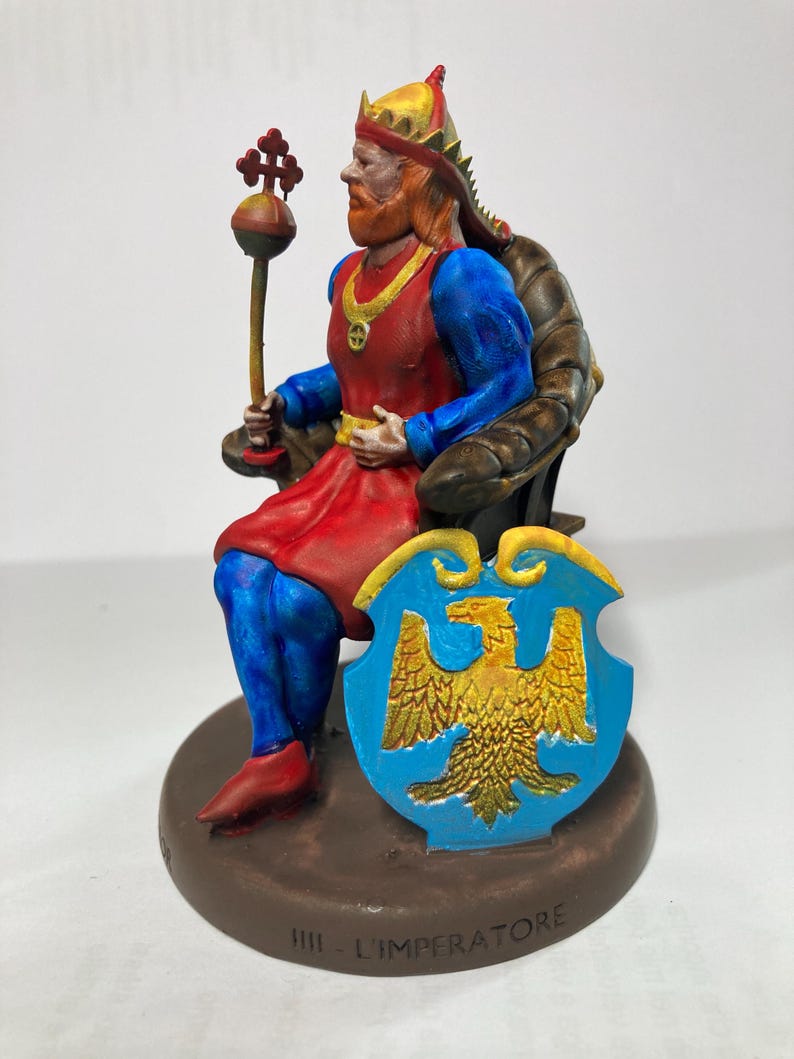 Statuina Imperatore arcano maggiore IIII tarocchi dipinta a mano - Major Arcana IIII Tarot Emperor Figurine Hand Painted
