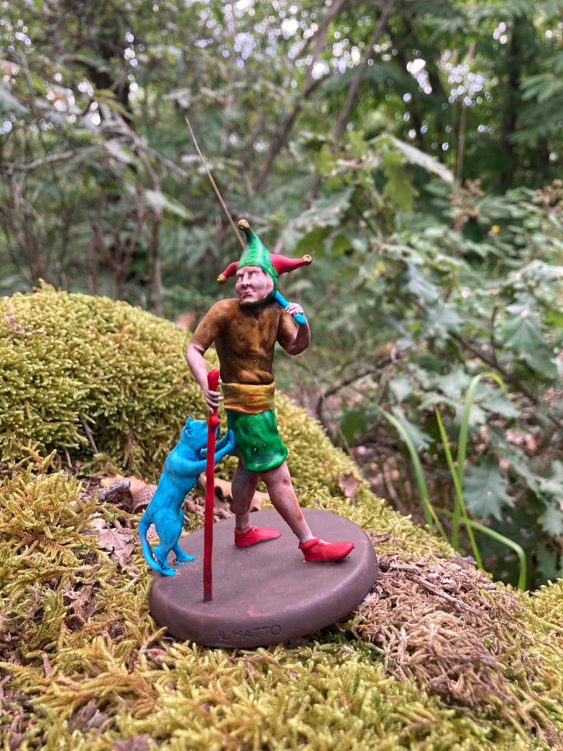 Statuina Matto arcano maggiore tarocchi dipinta a mano - Major Arcana Tarot Fool Figurine Hand Painted