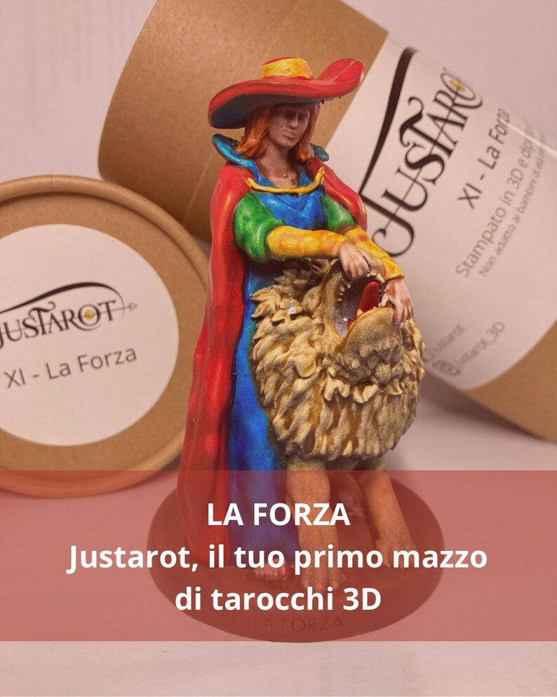 Statuina Forza arcano maggiore XI tarocchi dipinta a mano - Major Arcana XI Tarot Strength Figurine Hand Painted