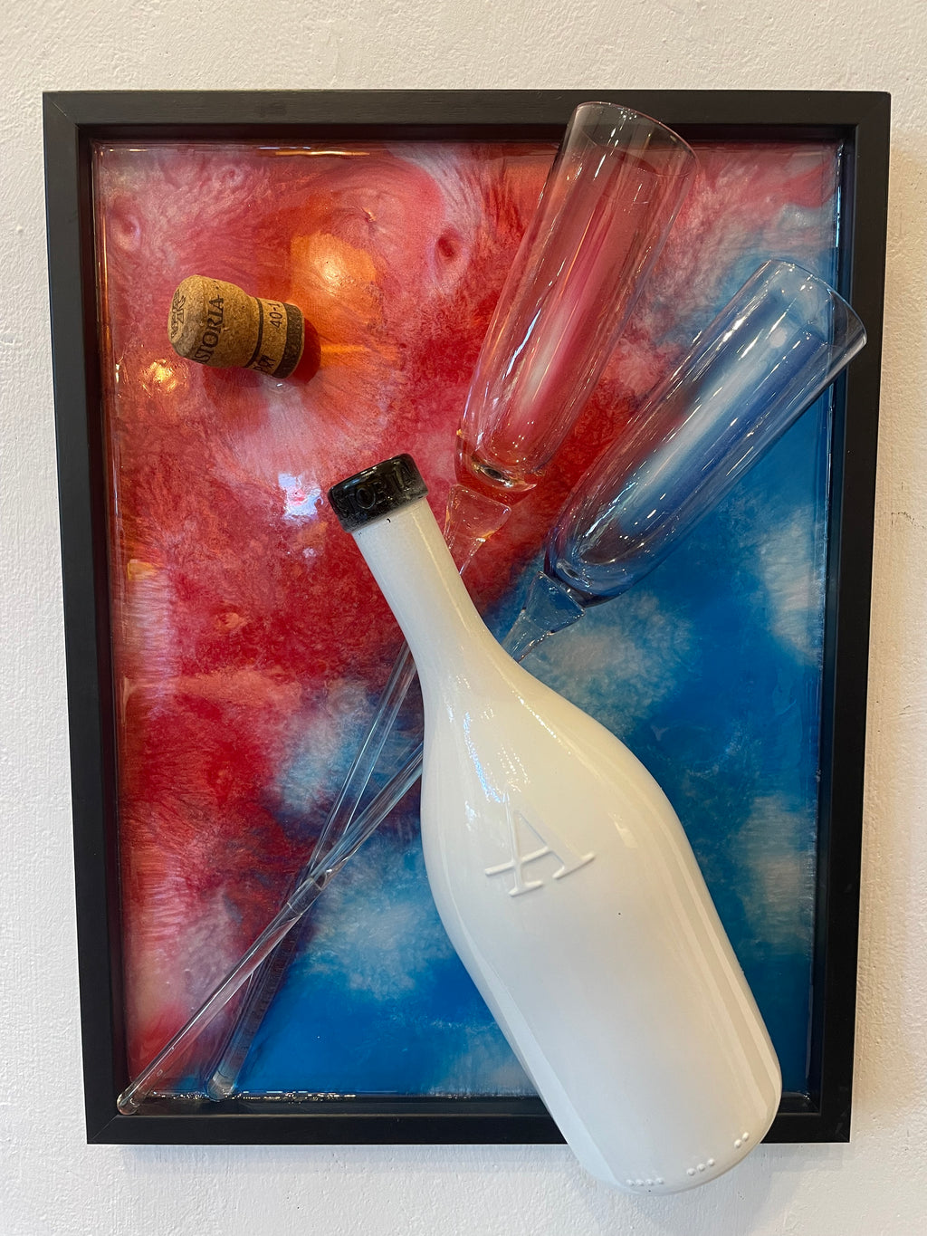 Quadro Moderno Bottiglia Astoria Con Flûte Anni ‘60