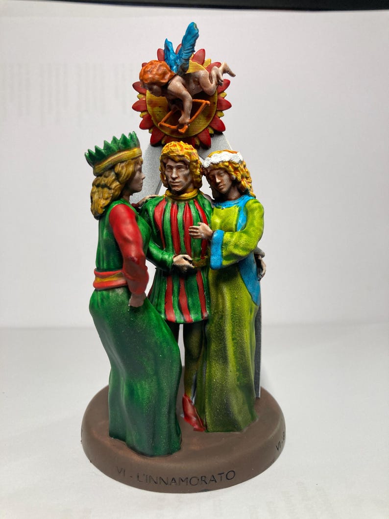 Statuina Innamorato Amanti arcano maggiore VI tarocchi dipinta a mano - Major Arcana VI Tarot Lovers Figurine Hand Painted