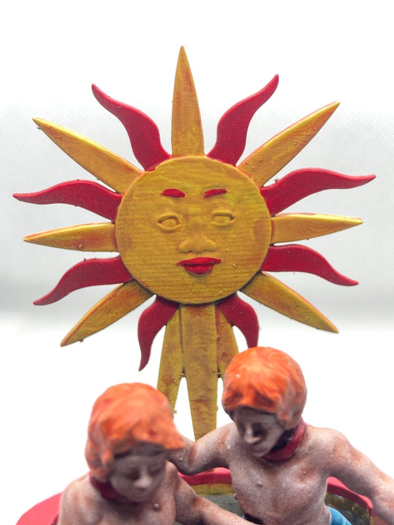 Statuina Sole arcano maggiore XVIIII tarocchi dipinta a mano - Major Arcana XVIIII Tarot Sun Figurine Hand Painted