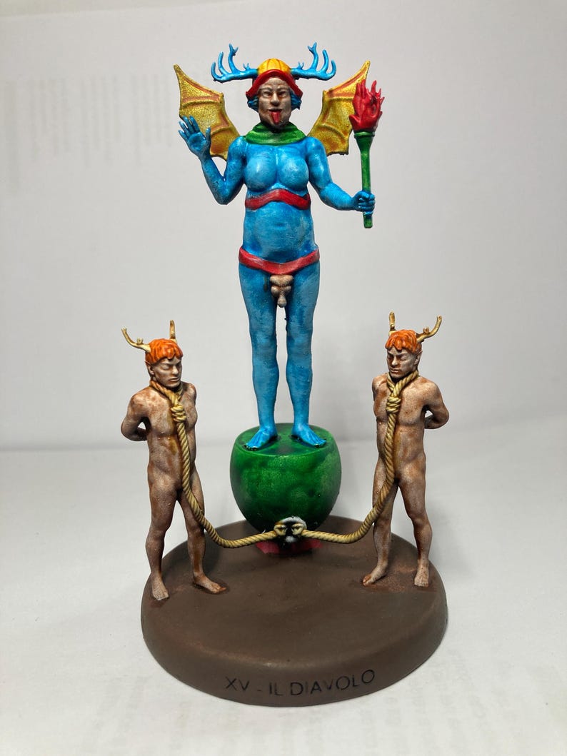 Statuina Diavolo arcano maggiore XV tarocchi dipinta a mano - Major Arcana XV Tarot Devil Figurine Hand Painted