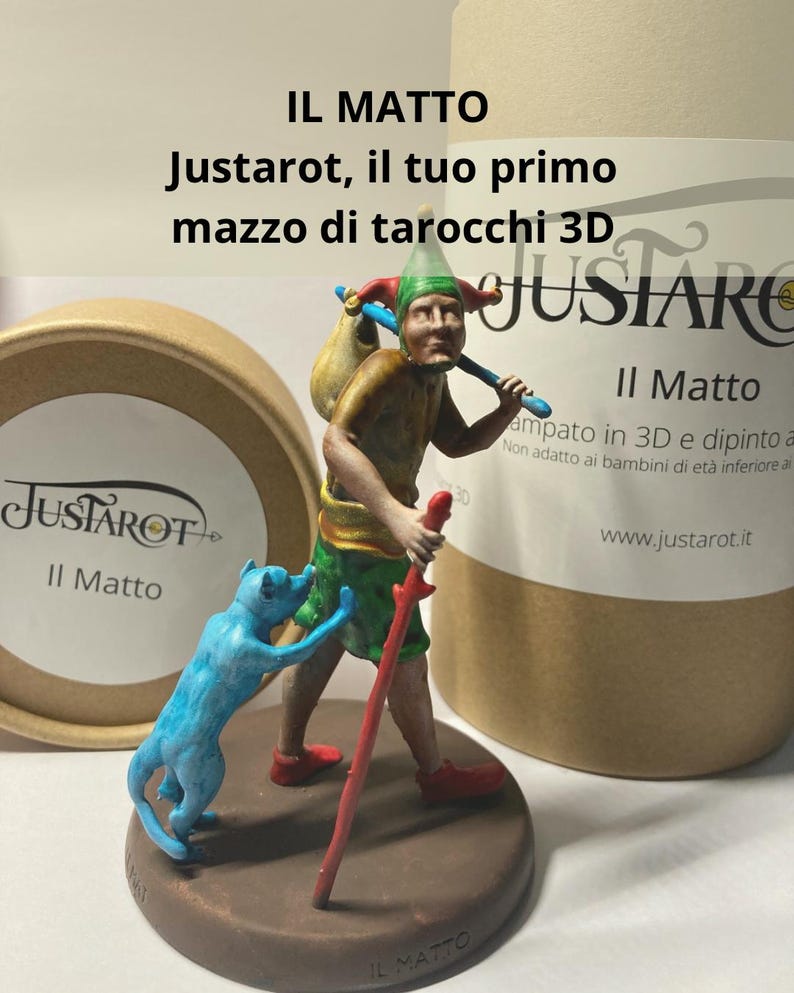Statuina Matto arcano maggiore tarocchi dipinta a mano - Major Arcana Tarot Fool Figurine Hand Painted