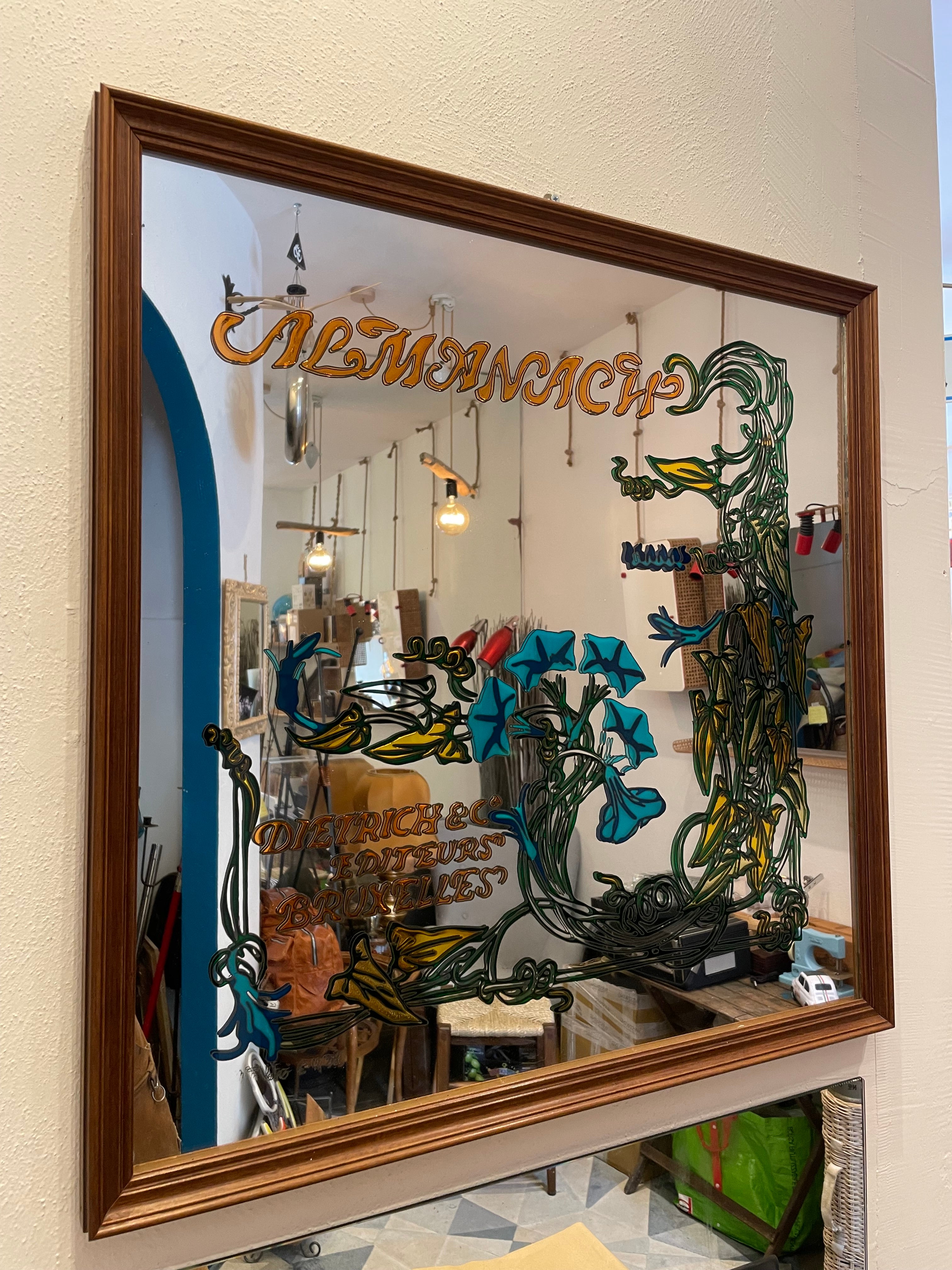 Quadro Specchio Vintage Dipinto A Mano 73x73cm