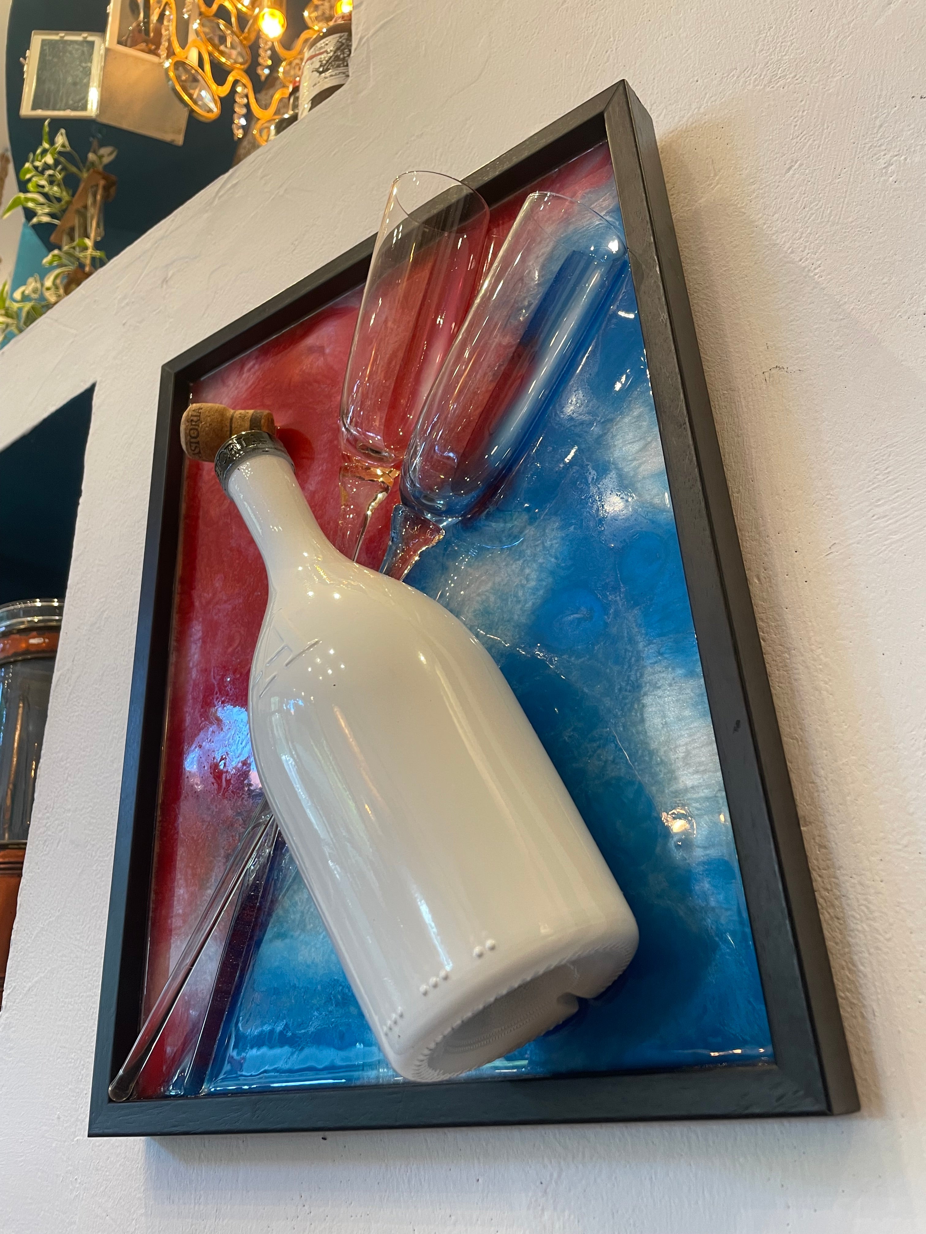 Quadro Moderno Bottiglia Astoria Con Flûte Anni ‘60