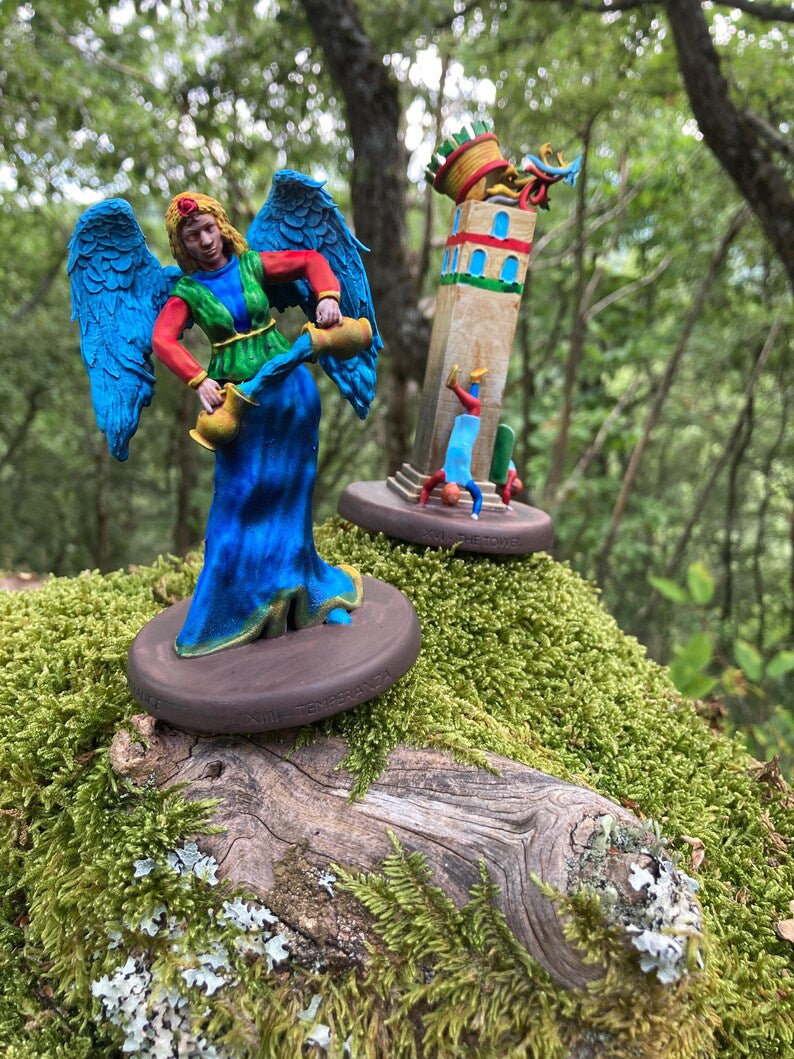 Statuina Temperanza arcano maggiore XIIII tarocchi dipinta a mano - Major Arcana XIIII Tarot Temperance Figurine Hand Painted