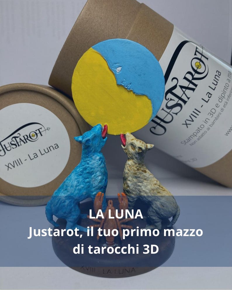Statuina Luna arcano maggiore XVIII tarocchi dipinta a mano - Major Arcana XVIII Tarot Moon Figurine Hand Painted