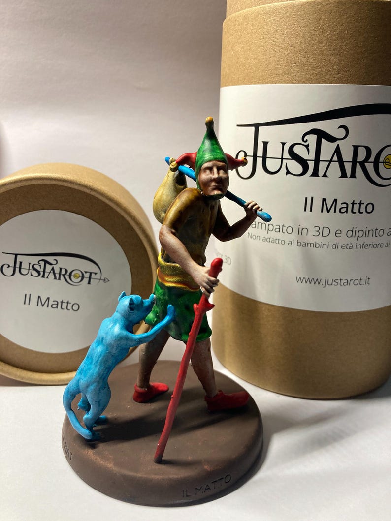 Statuina Matto arcano maggiore tarocchi dipinta a mano - Major Arcana Tarot Fool Figurine Hand Painted