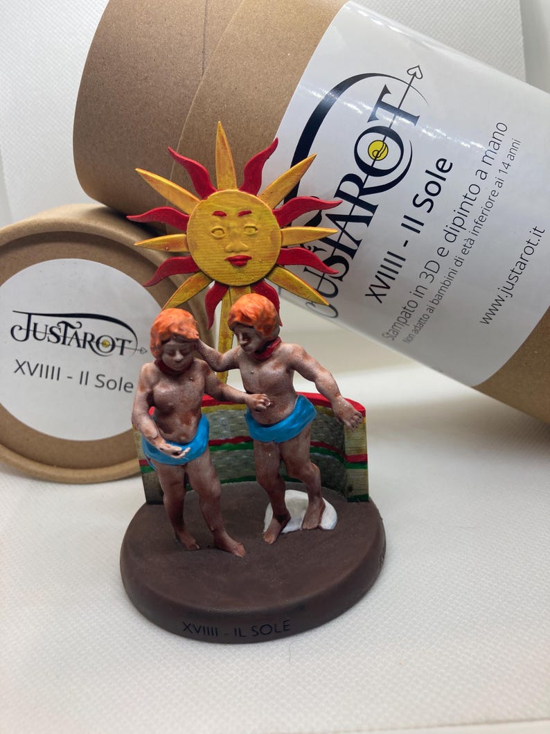 Statuina Sole arcano maggiore XVIIII tarocchi dipinta a mano - Major Arcana XVIIII Tarot Sun Figurine Hand Painted