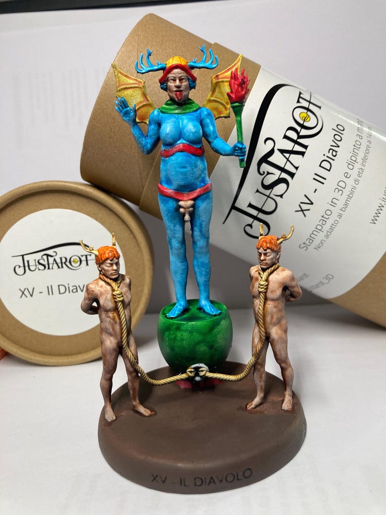 Statuina Diavolo arcano maggiore XV tarocchi dipinta a mano - Major Arcana XV Tarot Devil Figurine Hand Painted