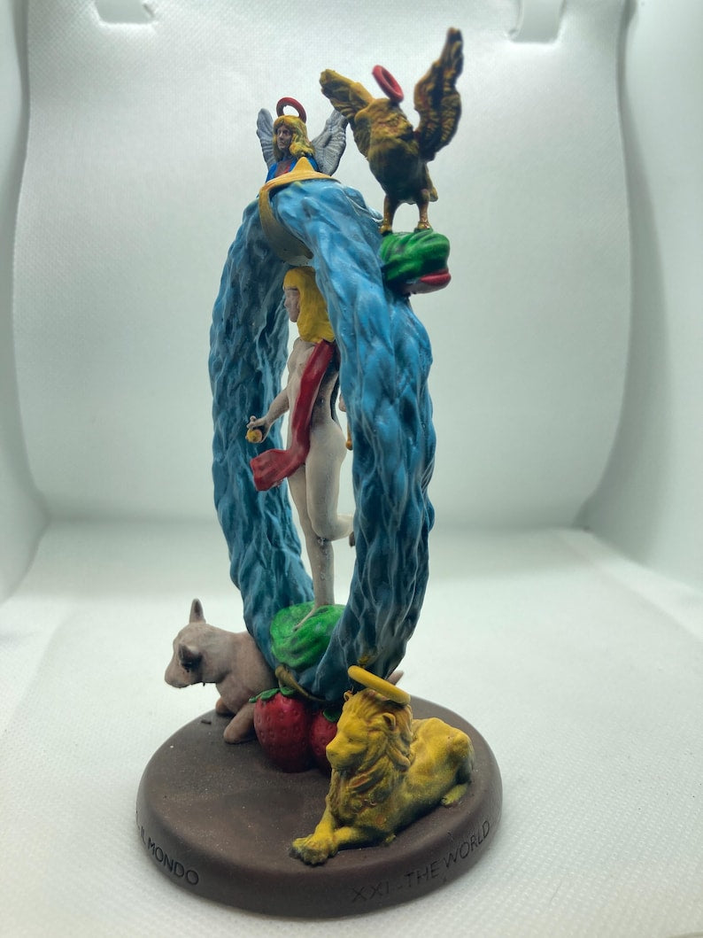 Statuina Mondo arcano maggiore XXI tarocchi dipinta a mano - Major Arcana XXI Tarot World Figurine Hand Painted