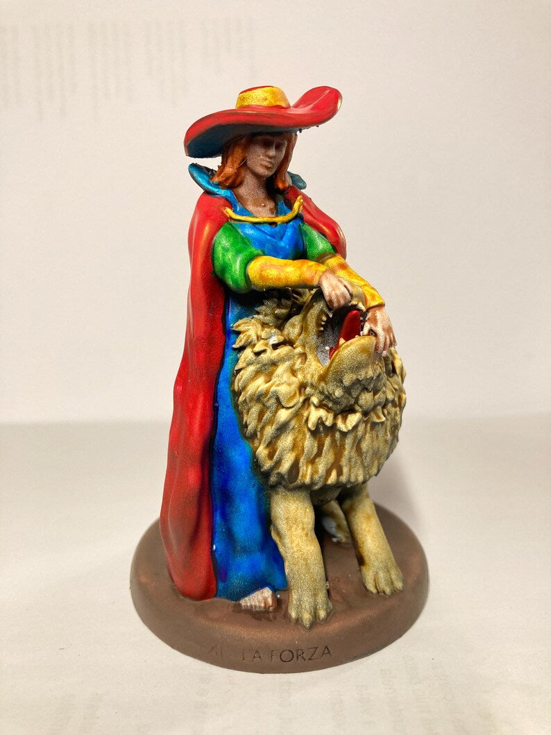 Statuina Forza arcano maggiore XI tarocchi dipinta a mano - Major Arcana XI Tarot Strength Figurine Hand Painted