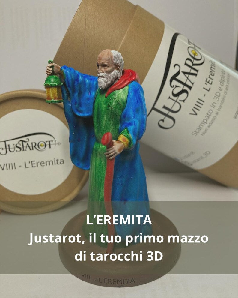 Statuina Eremita arcano maggiore VIIII tarocchi dipinta a mano - Major Arcana VIIII Tarot Hermite Figurine Hand Painted
