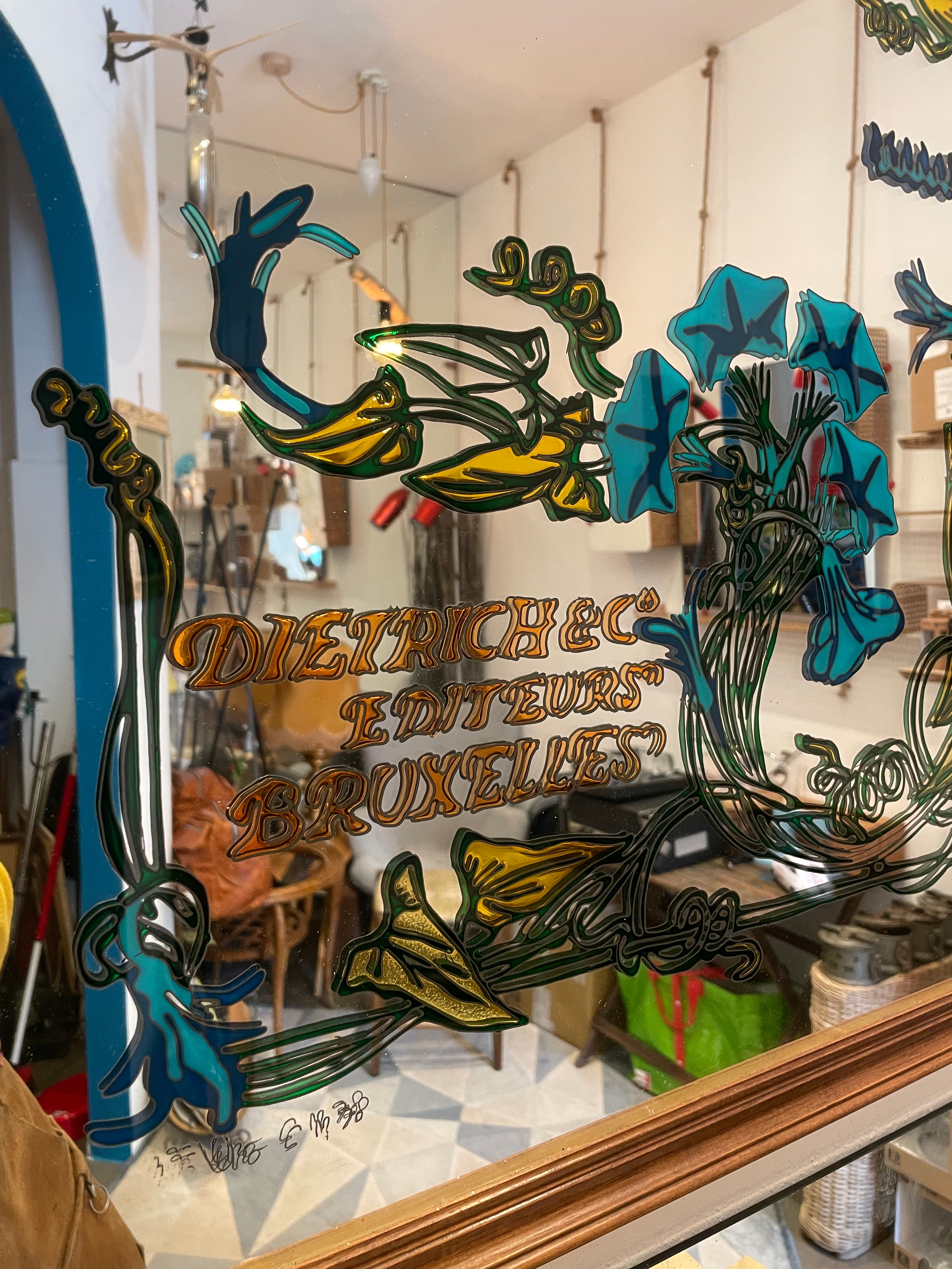 Quadro Specchio Vintage Dipinto A Mano 73x73cm