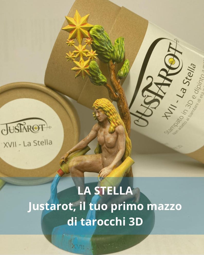 Statuina Stella Stelle arcano maggiore XVII tarocchi dipinta a mano - Major Arcana XVII Tarot Star Figurine Hand Painted