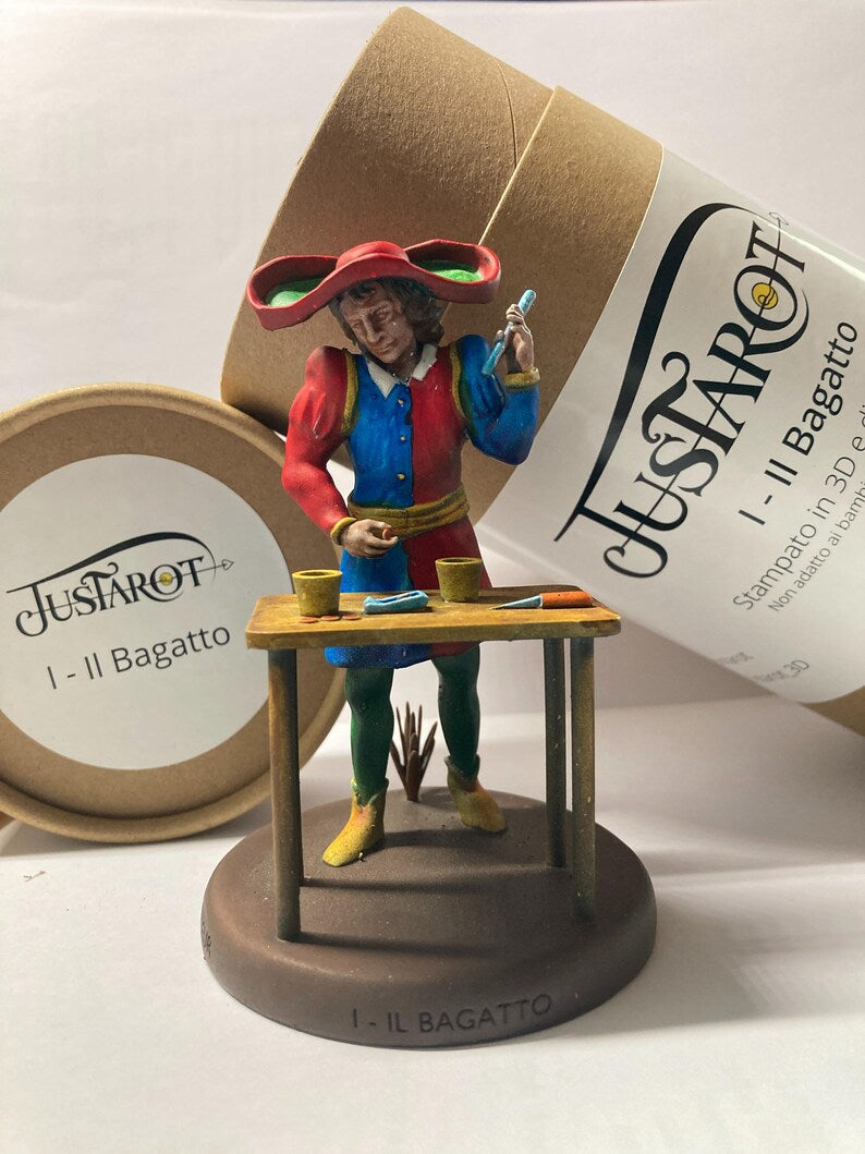 Statuina Bagatto Mago arcano maggiore I tarocchi dipinta a mano - Major Arcana I Tarot Magician Figurine Hand Painted