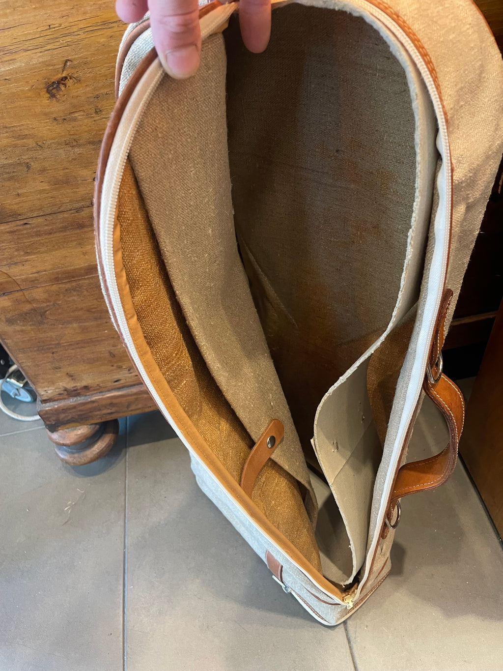 Borsone da tennis Vintage anni ‘80 pelle e tessuto