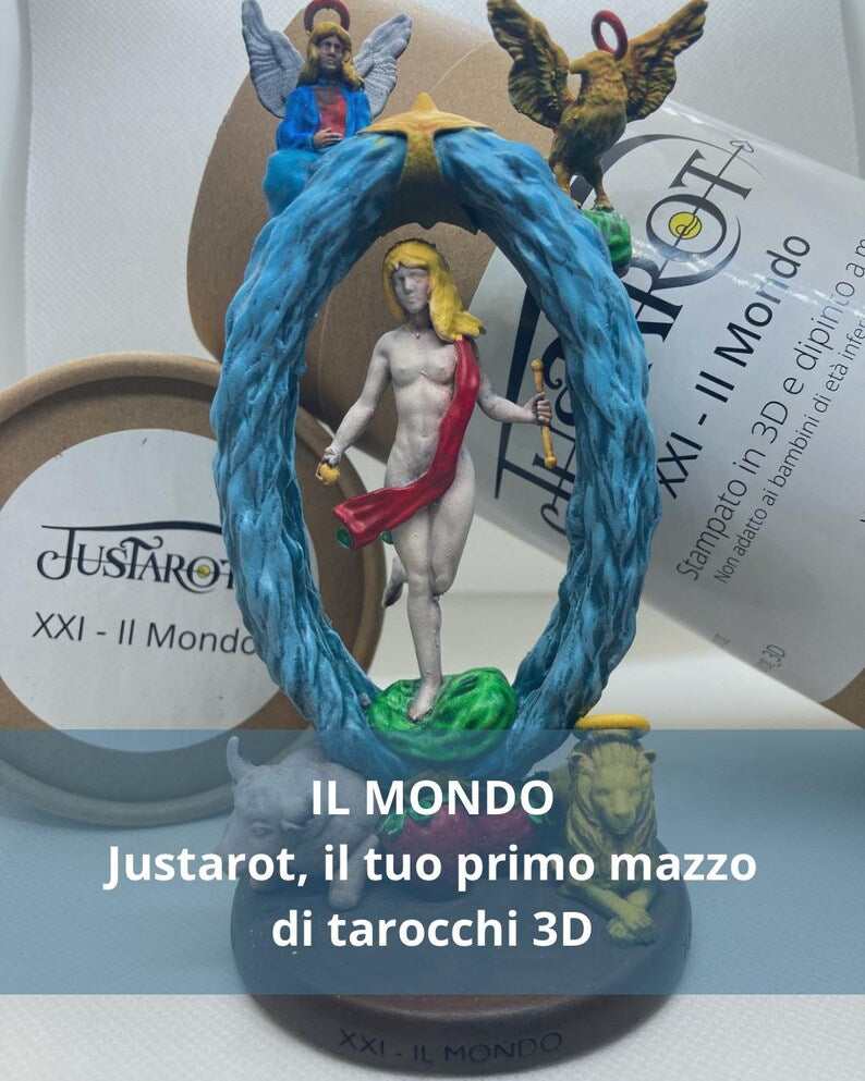Statuina Mondo arcano maggiore XXI tarocchi dipinta a mano - Major Arcana XXI Tarot World Figurine Hand Painted