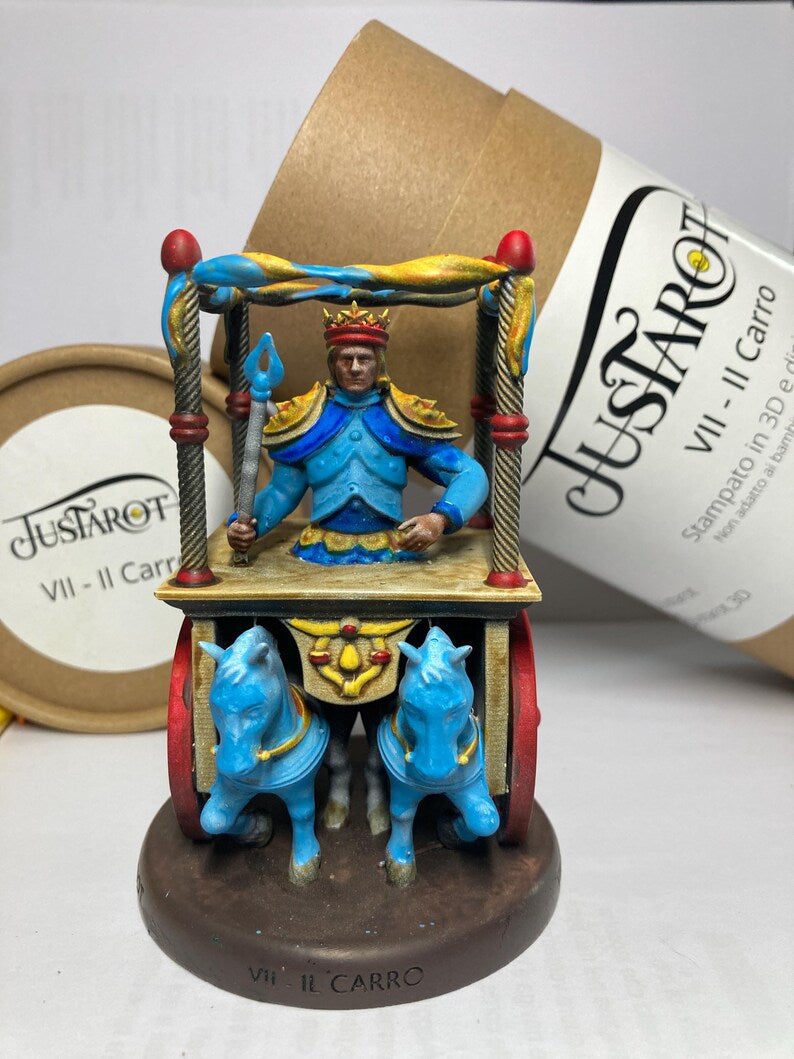 Statuina Carro arcano maggiore VII tarocchi dipinta a mano - Major Arcana VII Tarot Chariot Figurine Hand Painted