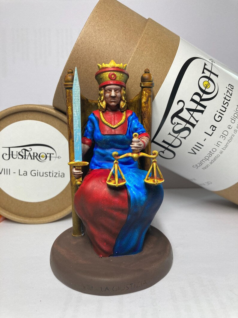 Statuina Giustizia arcano maggiore VIII tarocchi dipinta a mano - Major Arcana VIII Tarot Justice Figurine Hand Painted